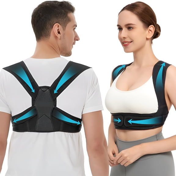 BESTSKY Posture Corrector for Women And Men, Adjustable Upper Back Brace for Clavicle Support And Providing Pain Relief from Neck, Shoulder, And Upper Back (Black, Small/Medium)