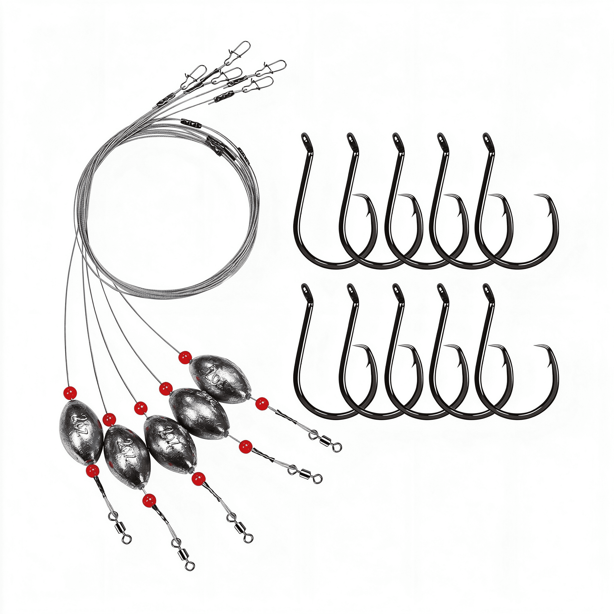 Steel Leader Rigs BESTSKY Pre-Rigged Carolina Rig Saltwater, Egg Sinker Grouper Rigs with ...