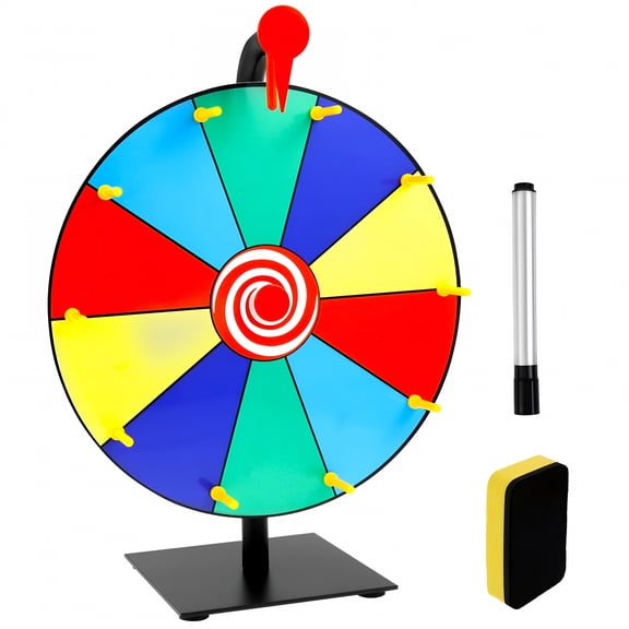 BESTSKY Prize Wheel DIY Interactive Spin Wheel with Board Eraser and Pen Erasable Tabletop Roulette Spinner for Home Trade Show Carnival Party