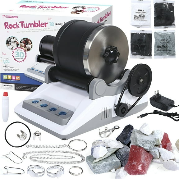 BESTSKY Professional Rock Tumbler Kit Rock Polisher for Kids and Adults Electronic Rock Tumbler Kit with Polishing Machine Polishing Grits Roller Educational STEM Science Kit for Rock Stones