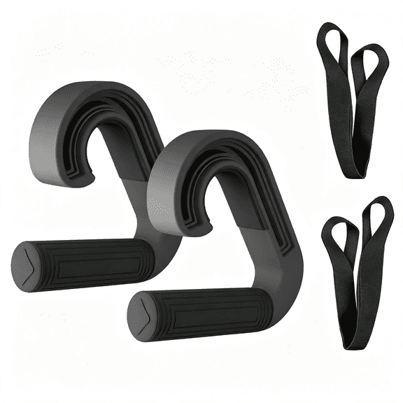 BESTSKY Pull Up Handles Neutral Grip: Portable Barbell Grip with 2 Detachable Straps for Cable Machine Lat Pull Down T-Bar Row Deadlift Shrug Neutral Grip Pull Up Handles