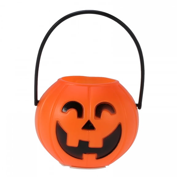 BESTSKY Pumpkin Bucket 7Cm Halloween Portable Pumpkin Bucket Children Pumpkin Candy Pail Holder with 1 Led Light
