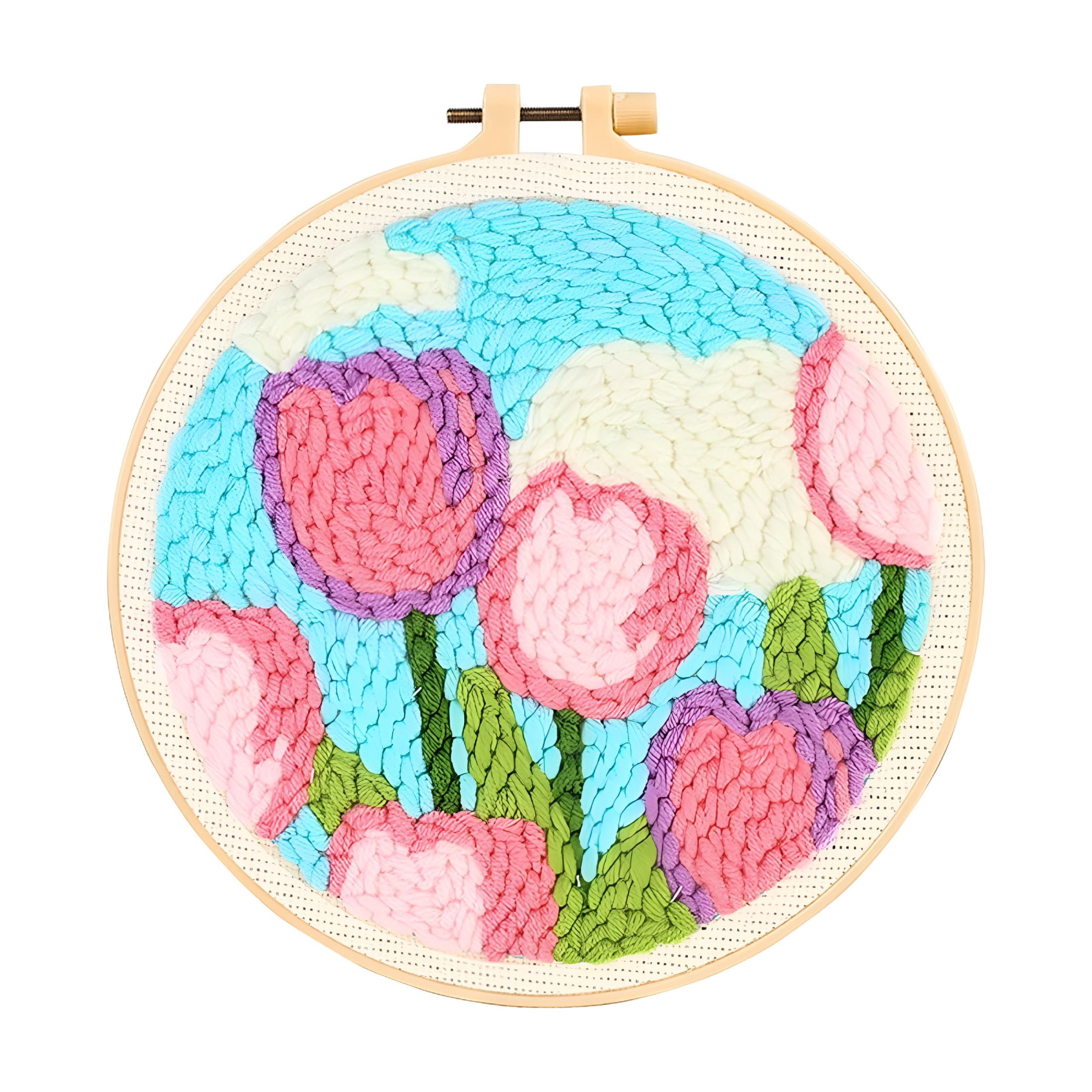 BESTSKY Punch Needle Kit for Beginners DIY Cute Flower Punch Stitching ...