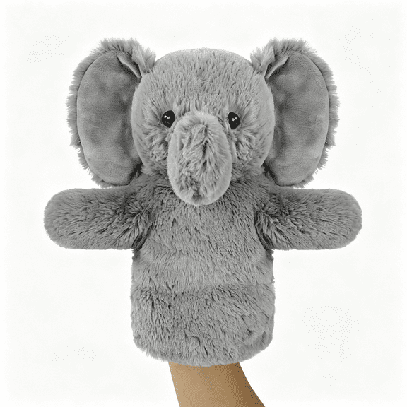 BESTSKY Puppet for Kids Adults Elephant Hand Puppets Big Ears Plush Animal Educational Sensory Toy Soft Washable Stuffed Storytelling Tool Family Fun,Interactive Puppets