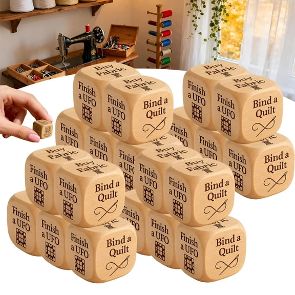 BESTSKY Quilters Dice, Handmade Wooden Quilters Decision Dice with 6 Engraved Quilting Tasks, Fun Sewing Gift for Quilters, DIY Sewing Enthusiasts, Sewists & Craft Lovers