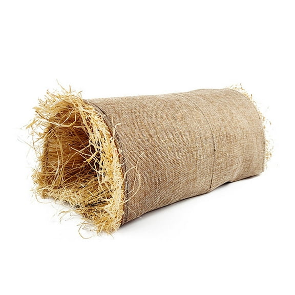 BESTSKY Rabbit Hideout,Cotton-Linen Material Guinea Pig Tunnel for Year-Round Comfort,Filled with Natural Hay Hamster Hideout,Brown