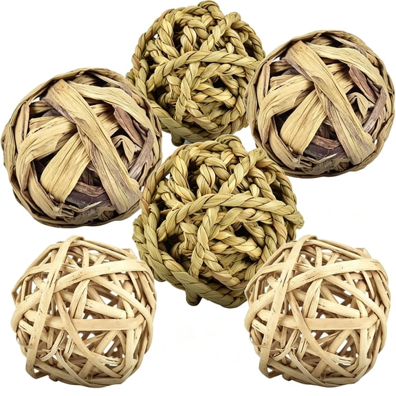 BESTSKY Rabbit Toys Edible Woven Grass Ball Willow Ball, Made of Grass Hay and Willow of Treats and Chews Toy for Chinchilla Bunny Guinea Pig Gerbil bunny toys