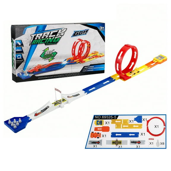 BESTSKY Race Track,Catapult Track Car Track,with 16 Track Parts,1 Small Car Slot Car Race Track Sets,Style4
