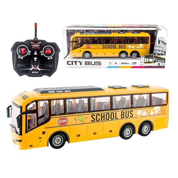 BESTSKY Racing Car Police Bus 27MHZ Lights Simulation School Bus Tour Bus Model Toy For Kids