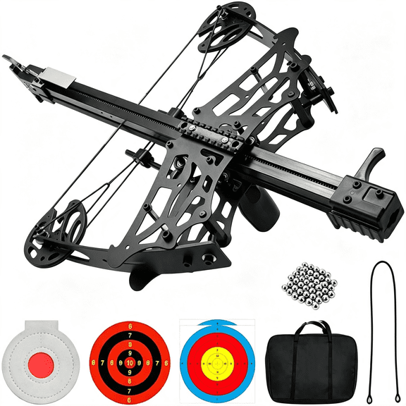 BESTSKY Rapid Fire Steel Ball Compound Bow, Folding Handle Ball Bearing Bow Set for Adults, Right Handed Compound Slingshot Bow for Outdoor Shooting and Target Practice