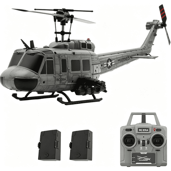 BESTSKY Rc Helicopter Uh-1 Huey No Ailerons 6Ch 6-Axis Gyroscope Altitude Hovering Optical Flow Localization One-Key Inverted Flight for Adults Beginners (Grey)