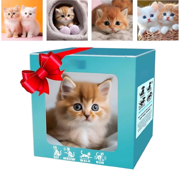 BESTSKY Realistic Robotic Cat, Lifelike Robot Pet with Walking, Mewing and Tail Movements, Companion Robot for Home, Office, Therapy and Gift