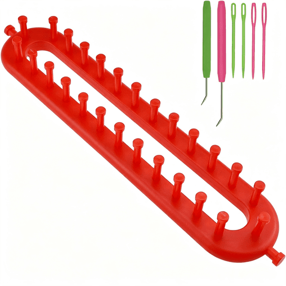 BESTSKY Rectangle Knitting Looms,Long Knitting Loom Set,26Cm Red Scarf Loom with Crochet Hook and Needle for Scarf Sweater Shawl Blankets Blanket Loom Crochet Loom