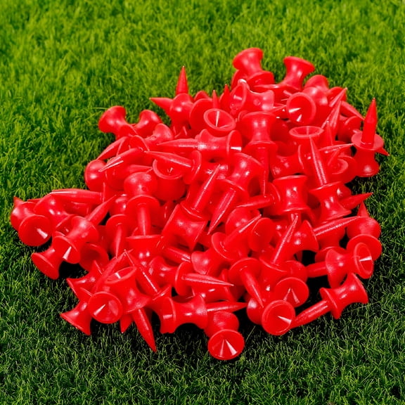 BESTSKY Red Plastic Step Castle Golf Tees (30mm Small) Golf Training Aids Tees 100pcs for Driver, Iron, Wood, Practice, Course, Range, Mat, Turf