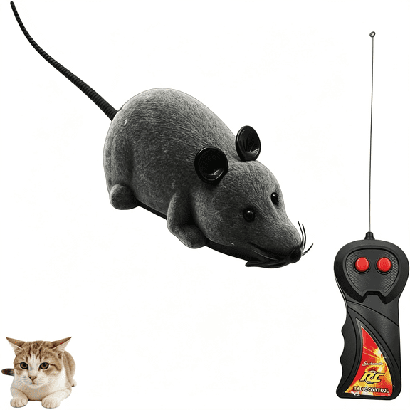 BESTSKY Remote Control Mouse Cat Toy,Realistic Rc Interactive Pet Toy with Wireless Controller,Forward&Backward Movement,Gray Plush Electronic Mouse for Cats&Dogs,Funny Pet Teaser for Indoor Cats