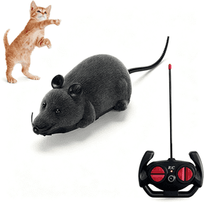 BESTSKY Remote Control Rat Mouse Cat Toy Realistic Rc Fake Rat Mouse Toy Flocking Wireless Funny Chasing Electronic Interactive Cat Toys Prank Joke Scary Trick Rats for Cats Dogs Novelty (Grey)