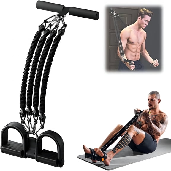 BESTSKY Resistance Bands-4 Tube Pedal Ankle Puller, New Pedal Resistance Band with Handle, Ab Training Auxiliary Device, 25 pounds per Root, 100 pounds in Total, Freely Adjustable