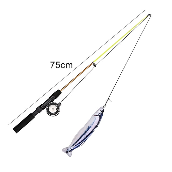 BESTSKY Retractable Cat Fishing Pole Toy with Reel, Interactive Feather Teaser Wand for Indoor Cats
