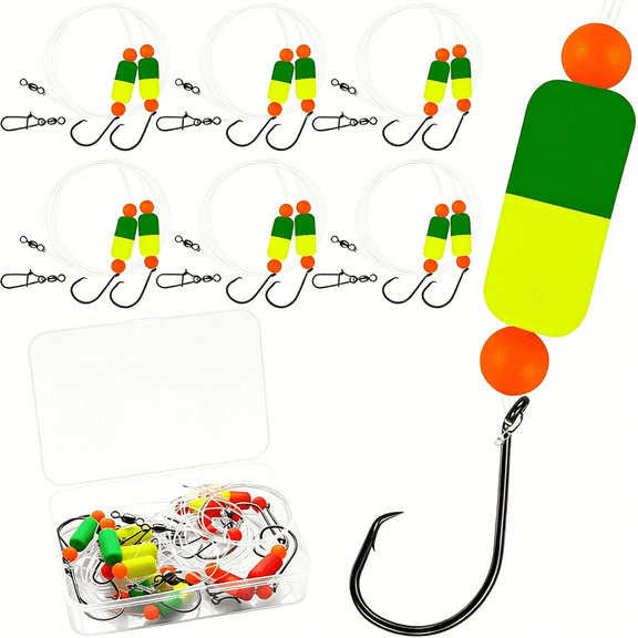 BESTSKY Rig Saltwater Surf Fishing Rigs Double Drop Leader Rigs with Hooks,Floats,Beads & Snap Easy Pre-Tied Terminal Tackle for Pompano,Whiting,Redfish
