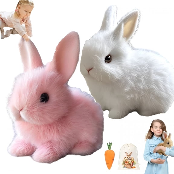 BESTSKY Robot Bunny, Interactive Hopping Bunny Toy, Lifelike Robotic Bunny Pet Plush for Kids