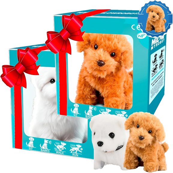 BESTSKY Robot Puppy,Realistic Robot Puppy,Robot Puppy That Acts Like a Real Puppy,Toy Dogs That Walk and Bark,Electronic Interactive Stuffed Puppy Dog for Girl Boy (White+Yellow)