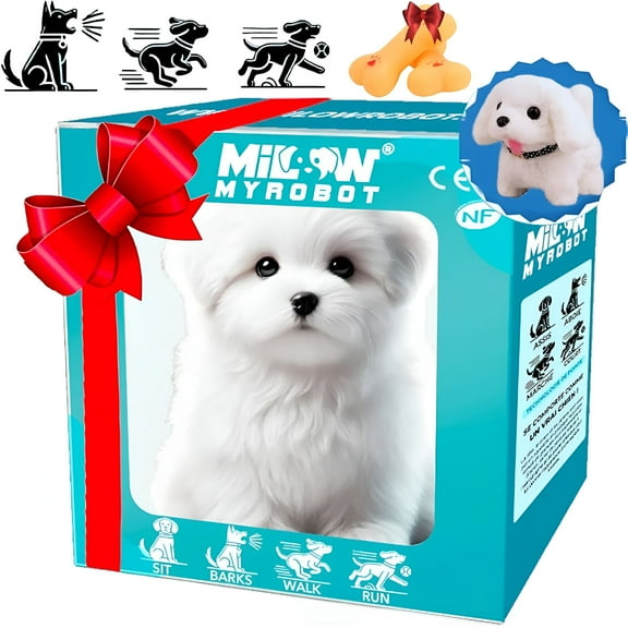 BESTSKY Robot Puppy,Realistic Robot Puppy,Robotic Lifelike Dog,Toy Dogs That Walk and Bark (White)
