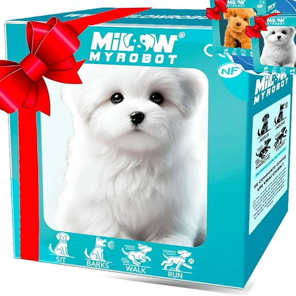 BESTSKY Robot Puppy,Realistic Robot Puppy,Robotic Lifelike Dog,Toy Dogs That Walk and Bark (White)