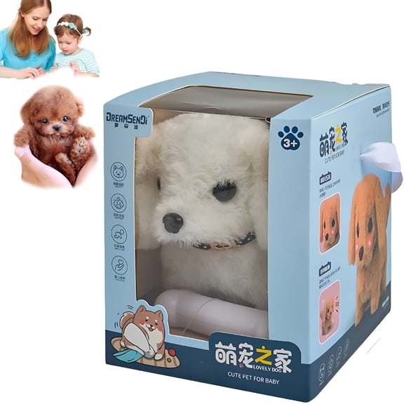 BESTSKY Robot Puppy - My Realistic Robot Puppy That Walk and Bark Electric Simulation Plush Pets Toy Dogs,Lifelike Interactive Pet Dog Toy Gifts Surprise Your Family Children (Bichon Frise)