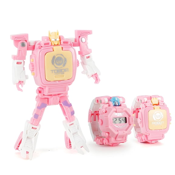 BESTSKY Robot Toys Flexible Joints Hero Watch Robot Toy Cool Watch Design Transformer Robot Toy Pink