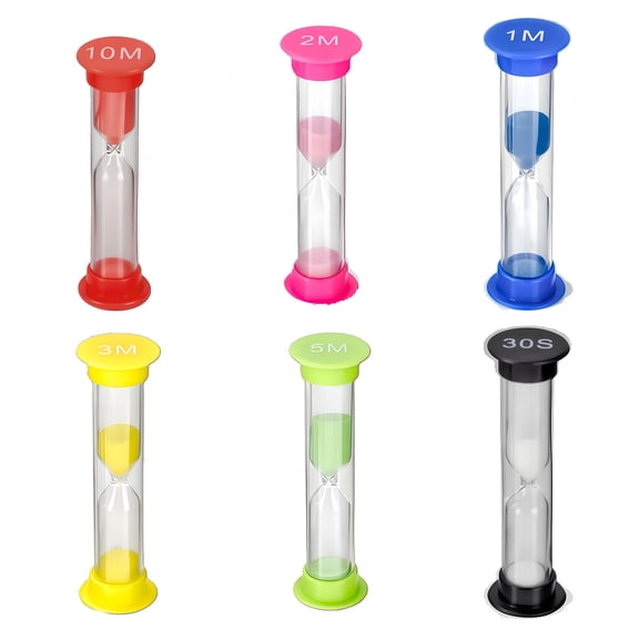GJX Pack of 6 Hourglass Timers 30s to 10min,Multi-Color Set for Classroom