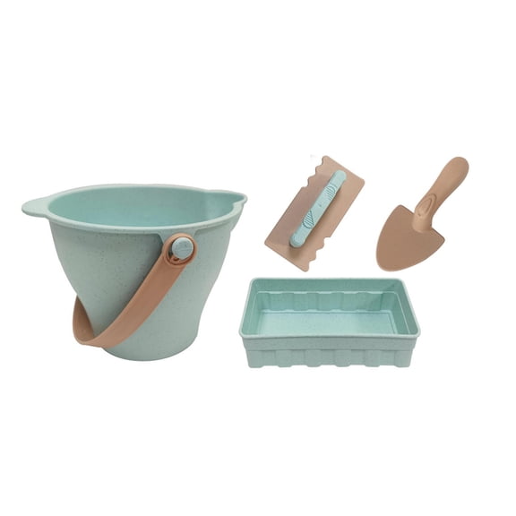 BESTSKY Sandcastle Kit with Brick Maker and Beach Tools - 4 Pcs Sand Toys Set Include Shovel Bucket Trowel and Brick Mold