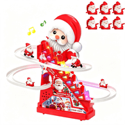 BESTSKY Santa Climbing Toy Set Electric Light Slide Climbing Toys for Automatic Stairs,Playful Santa Race Game Christmas Roller Climbing Toys with Led Light and Music for Toddlers Boys Girls