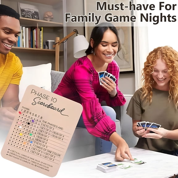 BESTSKY Score Board, New Wooden Scoreboard and Round Tracker with 8 Colored Pegs, Score Sheets, Board Card Games for Party Family Adults | 0.2" Thickness