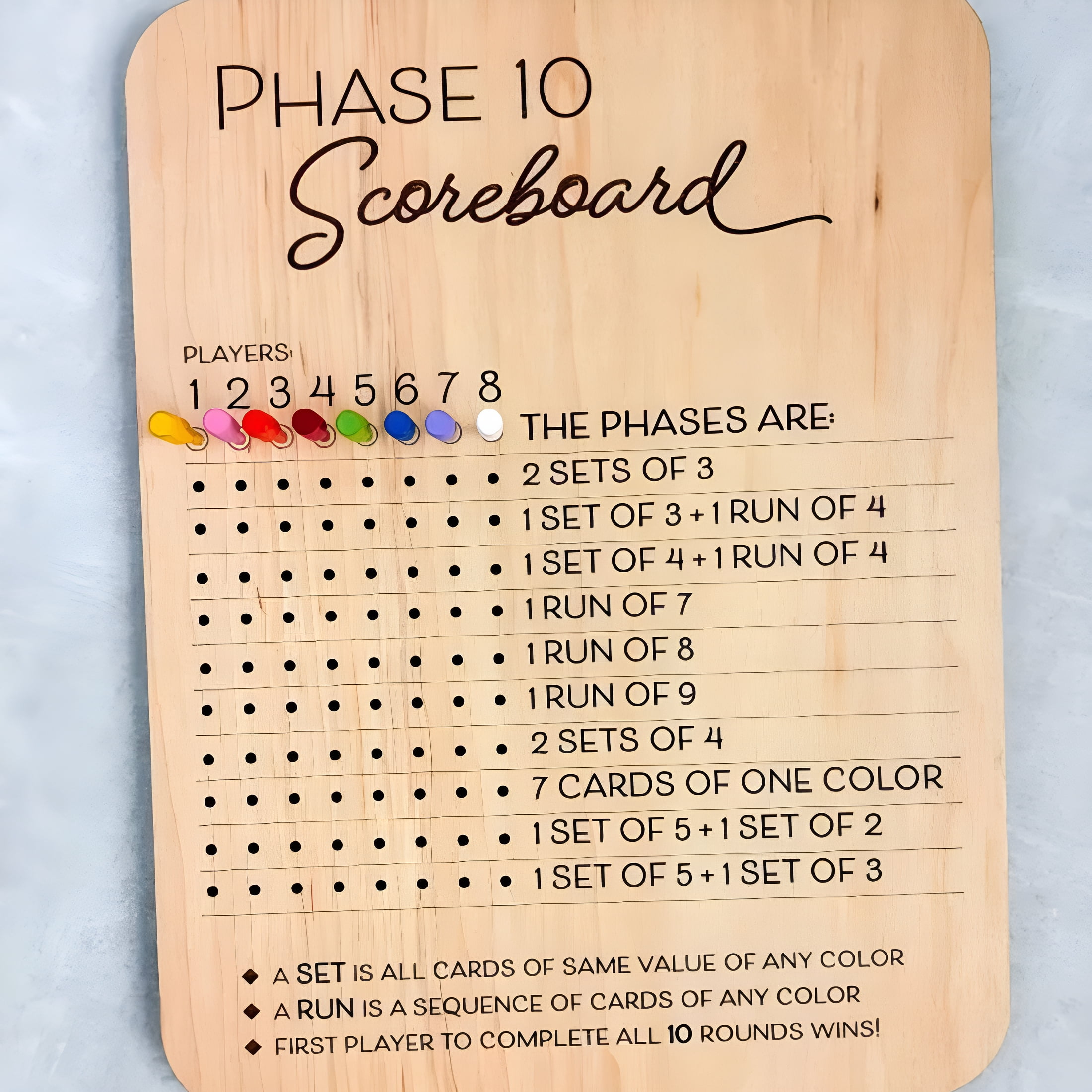 BESTSKY Score Board,Wooden Scoreboard and Round Tracker with 8 Colored ...