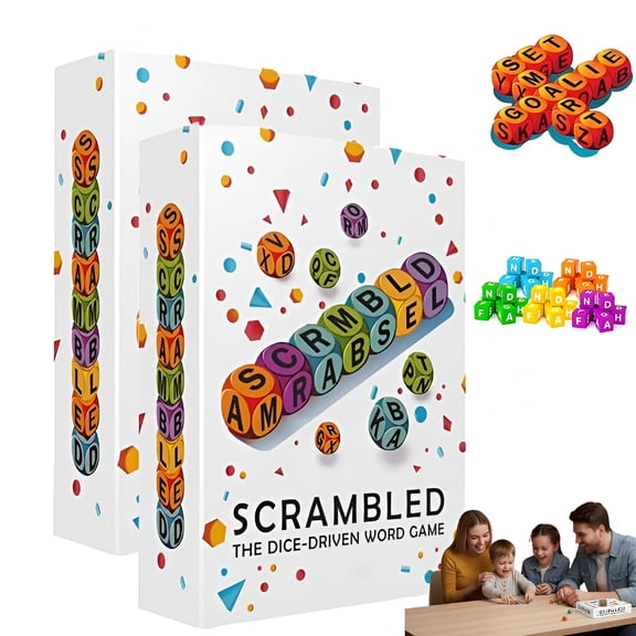 BESTSKY Scrambled Dice Word Game, 12 Letter Dice Crossword Set, Travel-Friendly Family Party Game for 1-5 Players, Brain Exercise