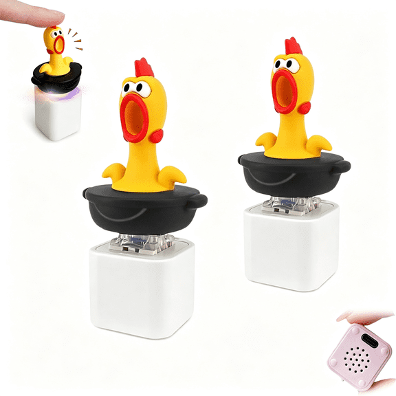 BESTSKY Screaming Chicken Button Keychain Adults Keyboard Clicker for Fun 2 Pcs | Rechargeable Keyboard Clicker Fidget Toys with Real Sound,Led Light. Funny,Cute Bird Keychain Gamers Office Gift