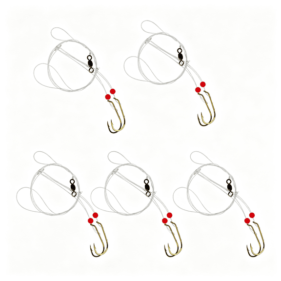 BESTSKY Sea Bass Rig,6-Pack Hi-Lo Rigs for Porgy,Hooks Size 2/0,3/0|Hand-Tied Saltwater Fishing Rigs with Gold Baitholder Hooks,50Lb Mono Leader,Sinker Loop &97Lb Swivel for Bottom Fishing