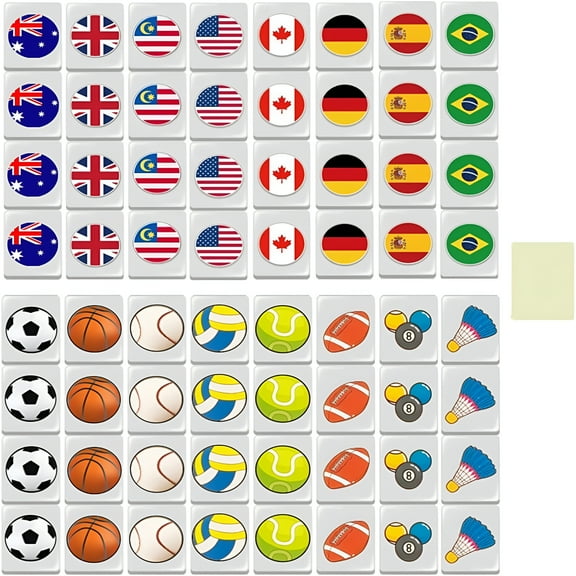 BESTSKY Seaside Escape Game Blocks,Family Party Games Mahjong Tiles Set,Seaside Game Mahjong Sets Design Colored Flags for Easy Recognition and Operation,Mahjong Tile Set for Spring Picnic