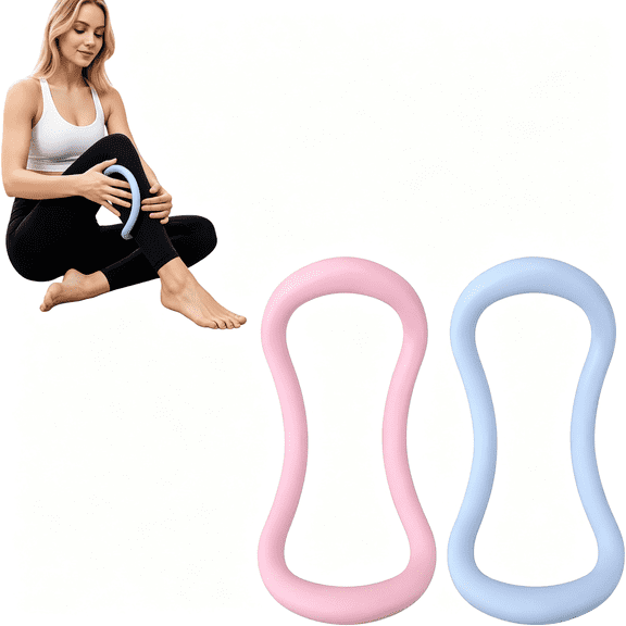 BESTSKY Set of 2 Pilates Ring Yoga Ring Magic Circle with Massage Points | Resistance Magic Circle for Legs Calves Inner Thigh, Soft Resistance, Women Home Workout Pilates Equipment, Pink & Blue