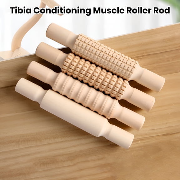 BESTSKY Shin Conditioning Muscle Roller Stick Muay Thai Kickboxing MMA Liposuction Wooden Rolling Pin Muscle Sore Relief Physical Therapy Athletes Lymphatic Body Massager