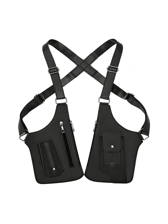 Shoulder Bag Holster for Men Double Armpit Pocket Brief Leather Vest Purse over the Anti Theft Phone Pouch Body Proof Small Handbags Side Crossbody Bandoleras Para Hombre