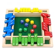 BESTSKY Shut the Box Wooden Board Game, 4 Player Flip Card