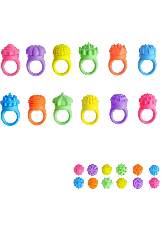 Silicone Fidget Spinner for Stress Relief,Tactile Fidget Ring Set-12 Texture Caps with Click Feature-Focus Aid for Work&Study-Random Color Delivery (3)