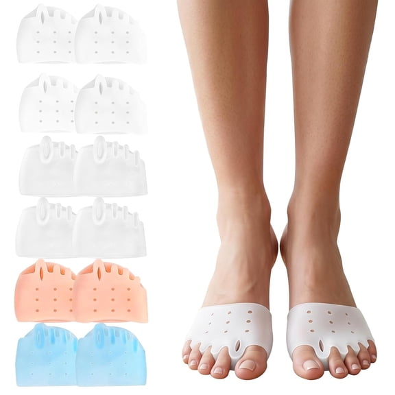 BESTSKY Silicone Toe Separators(6 Pairs,4 Colors)-Soft Breathable Toe Straightener for Bunion Relief,Hammer Toes&Overlapping Toes-Ultra-Thin Design for Yoga,Running,Travel-Unisex Foot Corrector