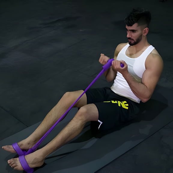 BESTSKY Sit Up Pull Rope Exerciser, 4-Tube Arm & Leg Toner for Home Gym