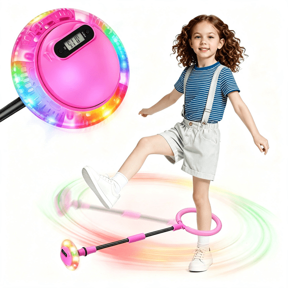 BESTSKY Skip Ball for Kids \U2013 Led Display Ankle Hopper with Counter | Tracks Time, Distance &Amp; Calories | Colorful Flash Wheel | Active Play Fitness Toy | Gift for Girls Boys Ages 5-9