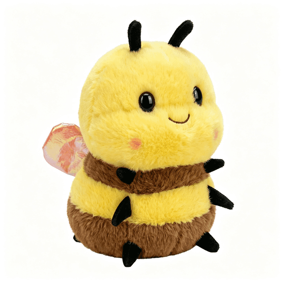 BESTSKY Smiling Bee Plush Toy-Soft Stuffed Animal with Embroidered Wings,Optimistic Bee Bear Peak Plush Toy,Unique Gift for Children and Nature Loving Collectors,Cute Bee Doll for Bedtime