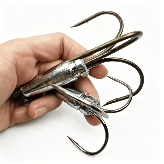 BESTSKY Snagging Hooks Snagging Weighted Treble Hooks 2Pcs/Pack Fishing Hooks 5 Sizes 0.7Oz 1.1Oz 1.6Oz 2.1Oz 2.8Oz Weighted Treble Hooks