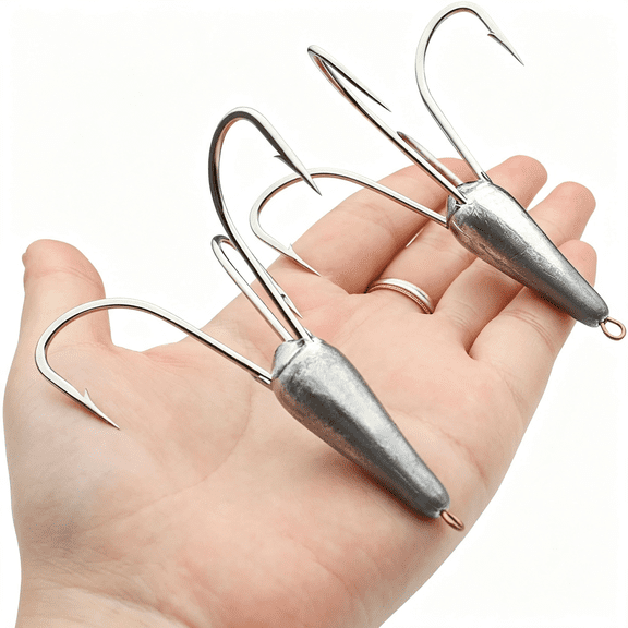 BESTSKY Snagging Hooks Snagging Weighted Treble Hooks Large Fishing Hooks Snagging Weighted Treble Hooks Weighted Treble Bunker Snag Hooks 3 Sizes 1.05Oz/1.76Oz/2.46Oz
