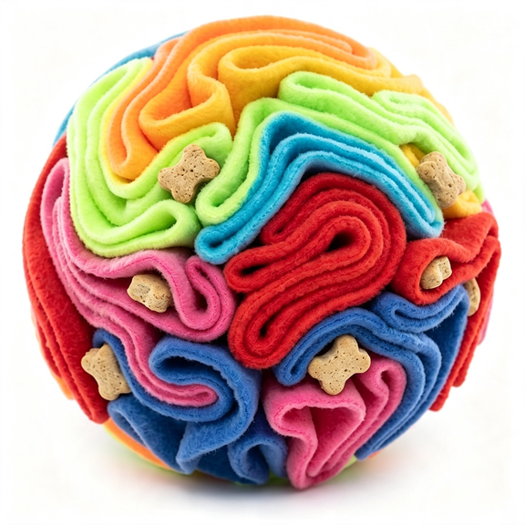 BESTSKY Snuffle Ball for Dogs - Soft Polar Fleece Interactive Puzzle Toy for Mental Stimulation & Boredom - Safe, Plastic-Free Foraging Game & Slow Feeder to Keep Pets Busy Indoors